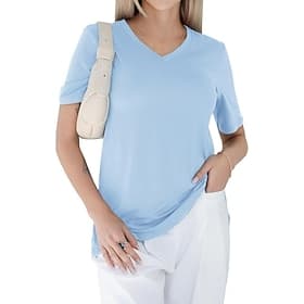 Women's Plus Size Oversized T Shirt Tee Solid Color Vintage Stylish Casual Short Sleeve V Neck Long Tops Daily Going out Rust Red Black White Pink Wine Summer