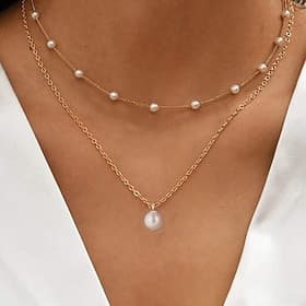 1PC Necklace For Women's Pearl Daily Street Gift Alloy Patchwork Paddy'sDay