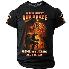 4th of July 2026 250th Memorial Day Men's Patriotic Patriot 3D Print Veteran Crew Neck Short Sleeve T-Shirt Casual Daily thumbnail 2
