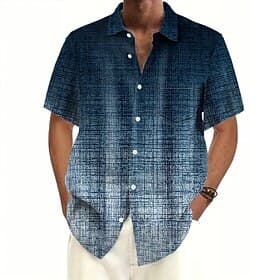 Men's Gradient Color Abstract Art Shirt Summer Shirt Button Up Shirt Short Sleeve Fashion Casual Outdoor Vacation Dailywear Summer Spring Turndown 3D Print Col thumbnail 2