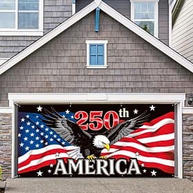 U.S. 250th Anniversary USA Garage Door Cover Patriotic Decoration for Independence Day, Perfect for Outdoor Celebration and Holiday Decor