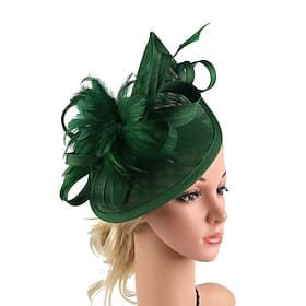 Fascinators Flax Wedding Birthday Elegant Vintage Cute With Feather Ribbons Headpiece Headwear