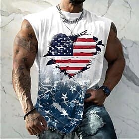 4th of July 2026 250th Memorial Day Men's Patriotic Designer Patriot US Flag T-Shirt thumbnail 2