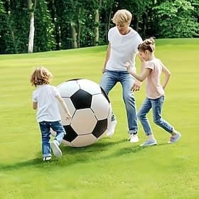 Großer aufblasbarer Fußball – extra groß, aus dickem, strapazierfähigem PVC, tragbar für Strand und Pool Wasserspielzeug, lustiger aufblasbarer Ball für drauße