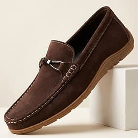 Men's Brown Suede Loafers Slip-On Casual Dress Shoes Soft Comfort Moccasin Footwear for Daily Wear, Driving, Travel, Office, Weekend Outfits and Relaxed Smart