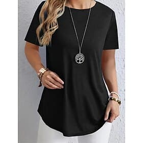 Women's T Shirt Tee Top Solid Color Elegant Fashion Classic Short Sleeve Crew Neck Regular Tops Daily Going out Weekend Blue Black Red Purple Green Summer Spri
