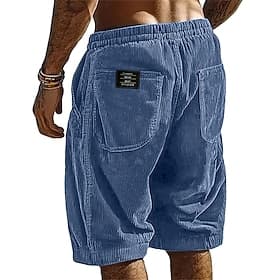 Per uomo Shorts Pantaloncini casual Pantaloncini di velluto a coste Tasca Elastico in vita Semplice Traspirante Lunghezza al ginocchio All'aperto Vacanza Abbig thumbnail 3