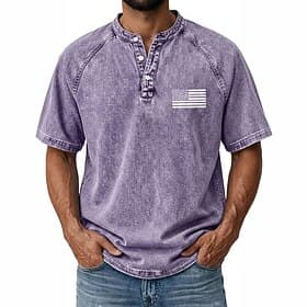 SoftFade™ Herren Grafik Amerikanische US-Flagge T-Shirt Denim Shirt 100% Baumwolle Acid Wash Shirt Kurzarm Vintage Streetwear Zuhause Straße Sommer Frühling Sc