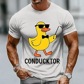 Men's CONDUCKTOR Duck Funny T Shirt Short Sleeve T shirt 3D Print Crew Neck Shirt Fashion Daily Daily Street Blue White Green Summer Spring Clothing Apparel S