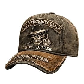 Men's Baseball Cap Blue Brown Cotton Embroidered Streetwear Casual Daily Outdoor Vacation Skull Quotes Sayings Sun Protection Sunscreen Breathability