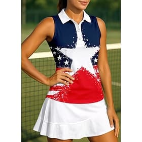 Women's Geometric National Flag Sport Shirt Golf Polo Shirt Tank Top Tennis Shirt Sleeveless Floral Buttons UPF50 UV Resistant High Elasticity Moisture Wicking