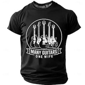 muziekfestival Voor heren Muziek Grappig Gitaar T-shirt Korte mouw T-shirt 3D-afdrukken Strakke ronde hals Overhemd Modieus Dagelijks Dagelijks Straat blauw Zw thumbnail 2