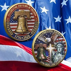 U.S. 250th Anniversary Commemorative Coin, Patriotic Collectible Coin with Liberty Bell, Eagle  Statue of Liberty Design, Semiquincentennial Challenge Coin, Du