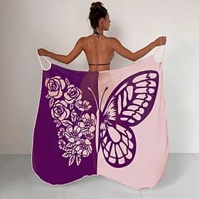 Womens Butterfly Swimsuit Cover Up Beach Towel Sarong Wrap Dress Spaghetti Strap Beachwear Lightweight Bathing Suit Coverup for Women S to XL