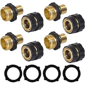 4 Sets Garden Hose Quick Connector, 3/4 Inch Male and Female Garden Hose Fitting Quick Connector