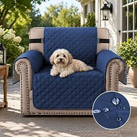 100% Waterproof Recliner Covers Burgundy Quilted for Large Reclining Chair Slipcover Seat Reversible Washable Protector with Elastic Adjustable Straps for Kids