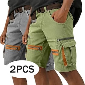Men's Tactical Cargo Cargo Shorts Shorts Casual Shorts Pocket Elastic Waist Color Block Plain Knee Length Casual Outdoor Streetwear Fashion Streetwear GreenGra