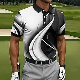Men's Geometic Golf Sports Polo Shirts Polo Shirts Collared Shirts Casual Athleisure Buttons Spring  Summer Blue Black Pink