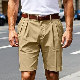 Men's Dress Shorts Work Shorts Golf Shorts Pocket Plain Comfort Breathable Knee Length Outdoor Business Sports Casual Khaki Black thumbnail 2