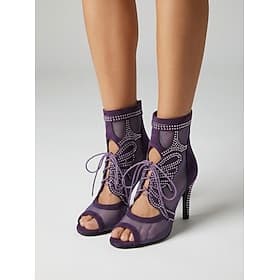 Women's Purple Latin Dance Short Boots - High Heel Open-Toe Design for Ballroom  Latin Dance