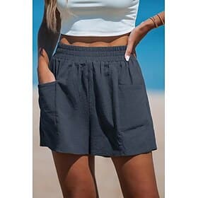Women's Linen-feel Pants Chinos Shorts Summer Shorts Vacation Fashion Streetwear Short High Waist Plain Pocket Elastic Waistband Comfy Comfort Soft Stretchy Ou thumbnail 2