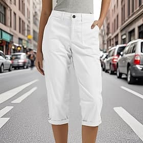 Women's Culottes Wide Leg Wide Leg Chinos Vacation Streetwear Basic Calf-Length Medium Waist Solid Color Pocket Elastic Waistband Comfy Comfort Inelastic Daily