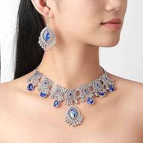 Jewelry Set Two-piece Suit Chrome 1 Necklace Earrings Women's Vintage Fashion Jewelry Set For Party Evening Wear