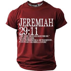 Men's Jeremiah 29:11 Bible Verse For I Know The Plans I Have For You Christian Graphic T-Shirt Regular Fit Inspirational Religious Designer Clothing Apparel S