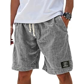 Men's Shorts Summer Shorts Beach Shorts Casual Shorts Drawstring Elastic Waist Simple Solid Color Comfort Lightweight Knee Length Daily Outdoor Streetwear Fash