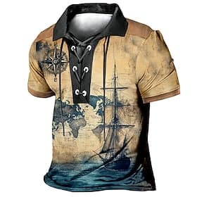 Homme Graphique Polo Manche Courte Polos Revers ancien Occasionnel Vêtements de rue Tenue quotidienne Impression 3D Maille Respirante Printemps  Été Bleu Viole
