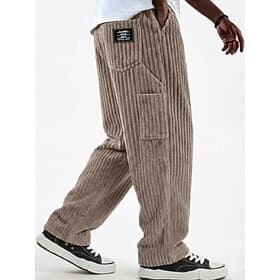Voor heren Broek Corduroybroek Winter broek Vrijetijdsbroek Wijde broek Trekkoord Meerdere zakken Effen Kleur Comfort Volledige lengte Casual Dagelijks Buiten thumbnail 2