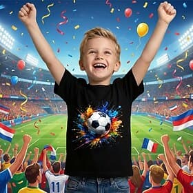 100% Cotton Kids Boys' Black White Graphic Football T shirt Blouse Crew Neck Short Sleeve Outdoor Dailywear Fashion Streetwear Designer Printing Summer