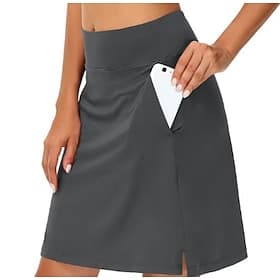 Femmes Couleur Unie Jupe décontractée Jupes de tennis avec shorts Jupe de sport Avec Poches Taille haute Élastique Évacuation de la transpiration Respirant Ten