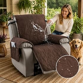 Housses de fauteuil inclinable 100 % imperméables, housses antidérapantes pour fauteuil inclinable avec poche, protection de meubles matelassée lavable pour fa