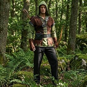 Medieval Renaissance Pants Vest Shirt Long Sleeves Elf Ranger Fancy Dress Men's Fantasy Halloween Carnival Masquerade Renaissance Fair LARP Retro Theme Party A