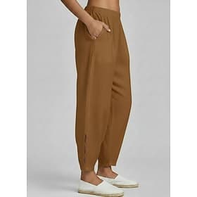 Dame مزيج القطن kinesisk Uformelle bukser Sommerbukser Ferie Mote Gatemote Ankel-lengde Høy Midje عادي Lomme Elastisk midje comfy Komfort Myk Uelastisk Daglig