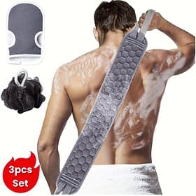 6pcs Exfoliating Bath Set - Back Scrubber for Shower, Exfoliating Mitt  Loofah Sponge, Long Handle Body Scrubber for Dead Skin Removal, Professional Skin Care