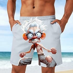 Per uomo Personaggi di cartoni animati Divertente Vecchio Uomo Costumi da bagno Pantaloncini da mare Pantaloncini da Surf Misura del girovita medio Retrò Vinta thumbnail 2