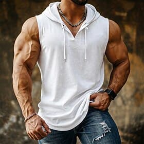 Men's Tank Top Vest Top Undershirt Sleeveless Shirt Sleeveless Hooded Summer Plain Fashion Designer Casual Hooded Casual Outdoor Gym Black White Yellow Top Tee