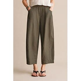 Damen 100% Leinen Urlaub Basic Knöchellang Mittlere Taille Einfach Atmungsaktiv Unelastisch Täglich Flachsblond graugrün Weiß Frühling Lässiger Schnitt