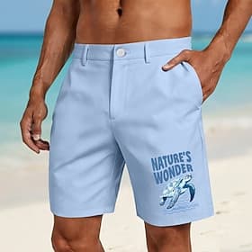 Men's Nature Turtle Sea Creatures Bermuda shorts Casual Shorts Golf Shorts Mid Waist Hawaiian Work Beach Sports Outdoor Flat Front Shorts with 4 Pockets Design