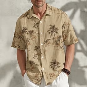 Hombre Árbol de coco Palmera Plantas tropicales camisa hawaiana Camisas tropicales Manga Corta Hawaiano Complejo Casual Festivos vacaciones en la playa Verano
