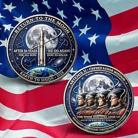 Artemis II Lunar Mission Commemorative Coin 2026 Earth to Moon Tribute, Astronaut  Rocket Space Exploration Collectible, Historical Moon Landing Keepsake