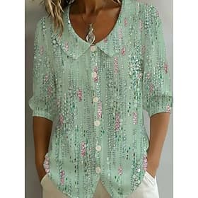 Femmes Chemise Chemise Bohème A Ombre Graphique Géométrique Élégant Bohème Vacances Col Rond Claudine Hauts Longs Quotidien Fête Sortir Bleu Violet Vert Grise