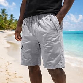 Men's Tactical Cargo Cargo Shorts Shorts Casual Shorts Pocket Elastic Waist Plain Breathable Above Knee Casual Outdoor Streetwear Fashion Streetwear Black Khak