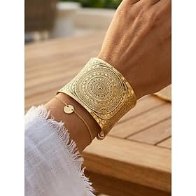 Women's Bohemian Alloy Cuff Bracelet, Open Bangle in Gold and Silver for Beach Vacation, Daily Casual Wear, Resort Styling and Summer Statement Jewelry