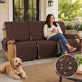 3 Seater Anti-Slip Reclining Couch Covers fit Leather Recliner Sofa Water Resistant Anti-Scratch Couch Cover for Double Recliner Split Sofa Cover for Each Seat