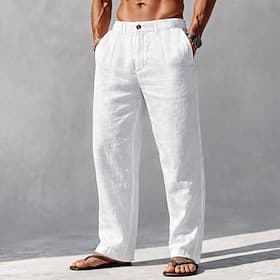 Per uomo Pantaloni di Lino Pantaloni Pantaloni Estivi Gamba Dritta Semplice Comodità Traspirante Lunghezza intera Casuale Quotidiano All'aperto Moda Stile Clas