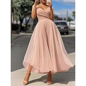 Women's Maxi Dress Chiffon Dress Casual Dress Swing Dress Elegant Fashion Modern Outdoor Vacation Going out Regular Fit Plain Short Sleeve V Neck Pink Summer S