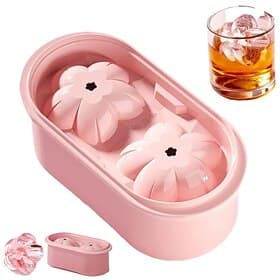 3D Cherry Blossoms Ice Mold, Silicone Cherry Blossom Shaped Ice Tray, Whiskey Ice Cubes Mold, Ice Cube Trays for the Freezer, Easy-Release for Cocktails, Whisk